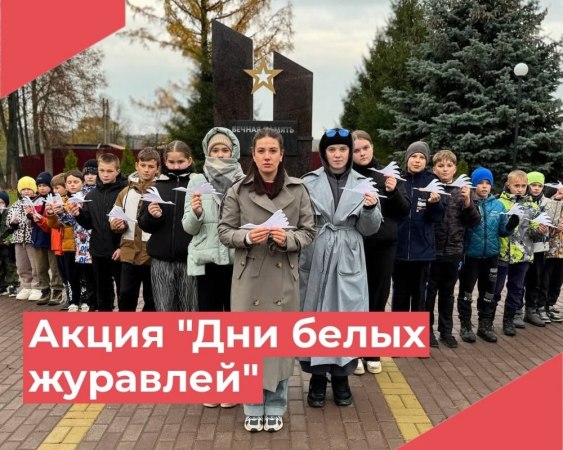 17 октября участники военно-патриотического клуба "Гром", клуба активного досуга "Дружина", молодежного объединения "Империя" приняли участие в XV Всероссийской акции памяти павших воинов России "Дни белых журавлей".